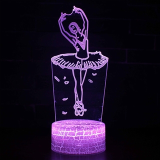 Ballerina 3D LED-lampe – dæmpbar natlampe med 16 lysfarver